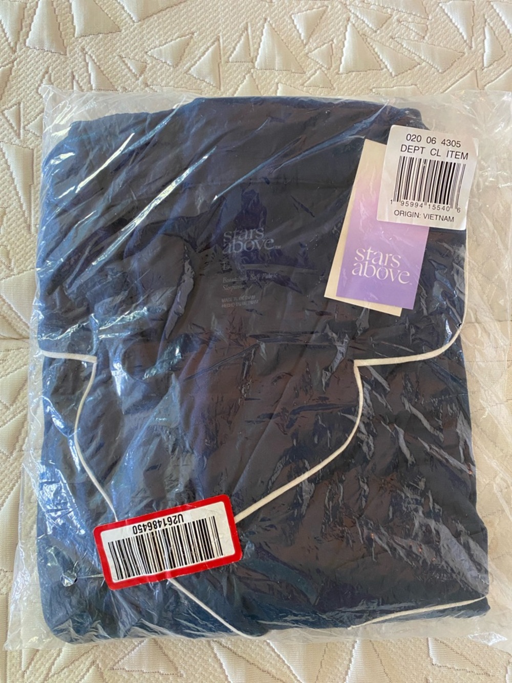 Stars Above Navy Sleep Set with White Trim